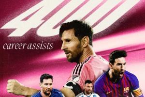 梅西解锁400助！美职联官方海报：传奇生涯中的又一个里程碑